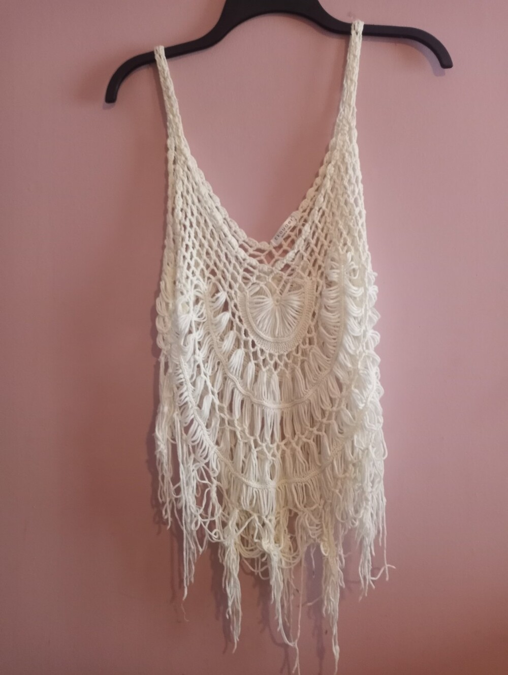 Crochet Fringe Tank Top - Cream